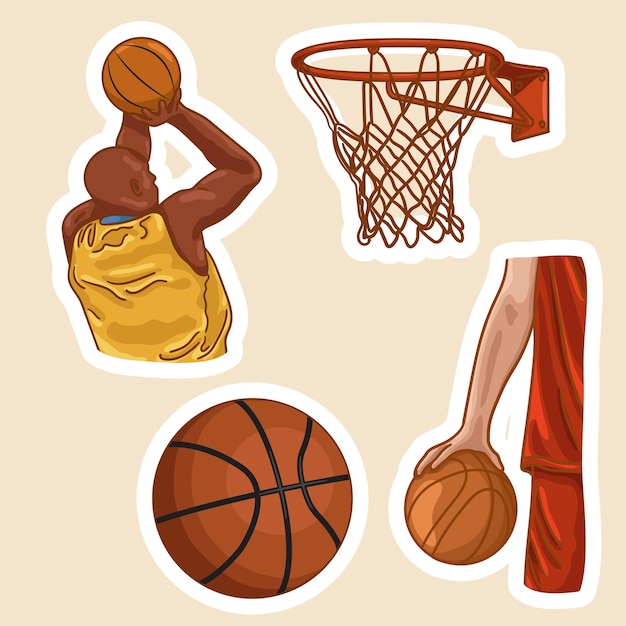 Vector stickers basketball team player ball