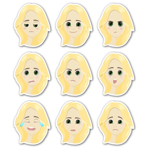 Vector stickers blond girl