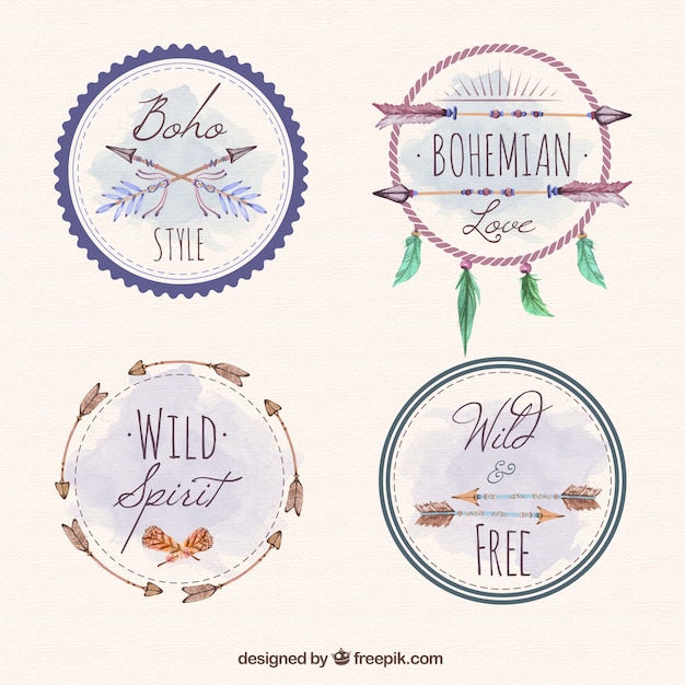 Vector stickers of dream catchers and others in boho style pack