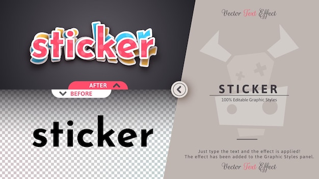 Vector stickers editable text effect font style