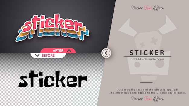 Vector stickers editable text effect font style