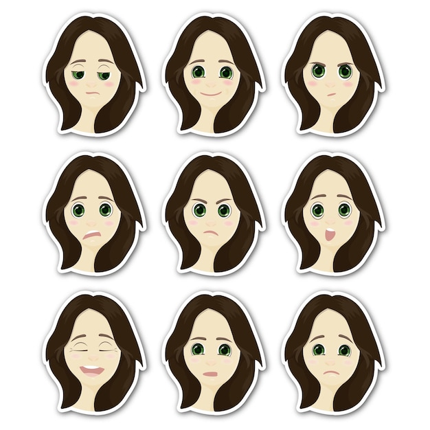 Vector stickers emotions girl