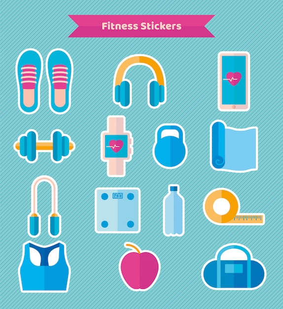 Stickers of fitness equipment