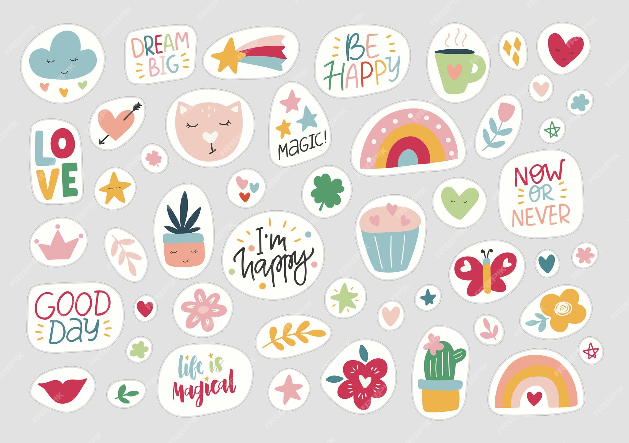 Tổng hợp cute stickers vector Miễn phí tải về - EPS, AI, PNG