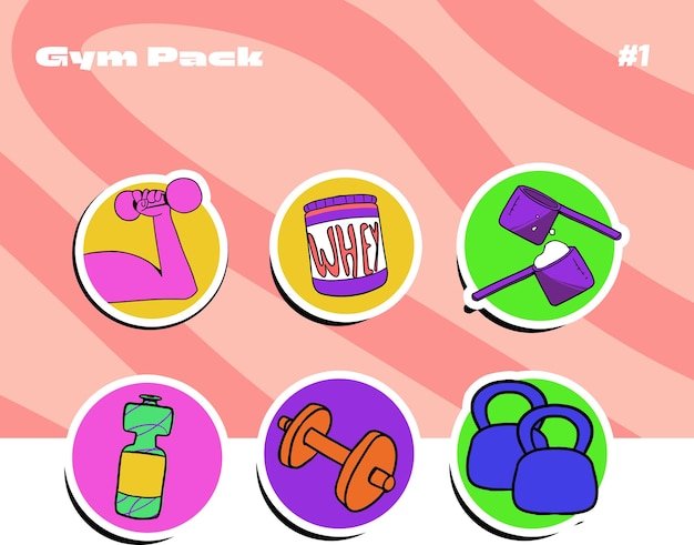 Vector stickers gym pack 1