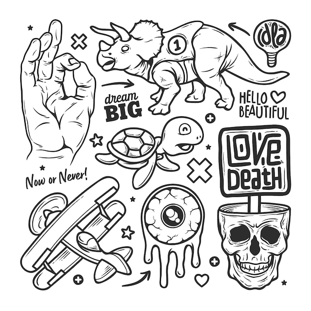 Stickers hand drawn doodle