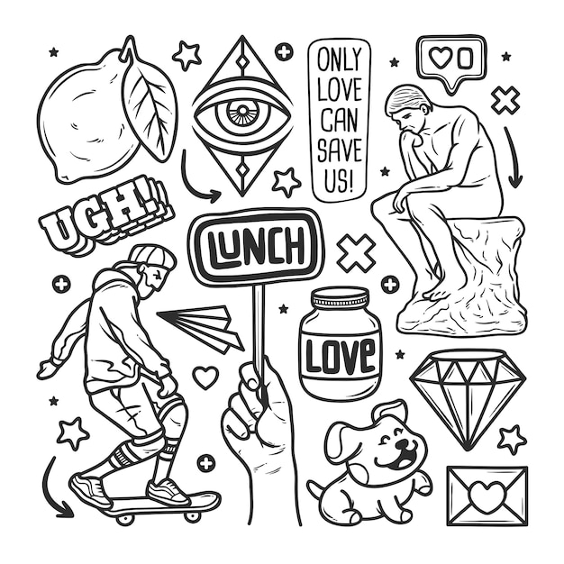Stickers Hand getrokken Doodle