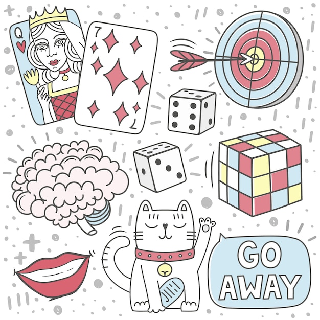 Vector stickers in doodle stijl