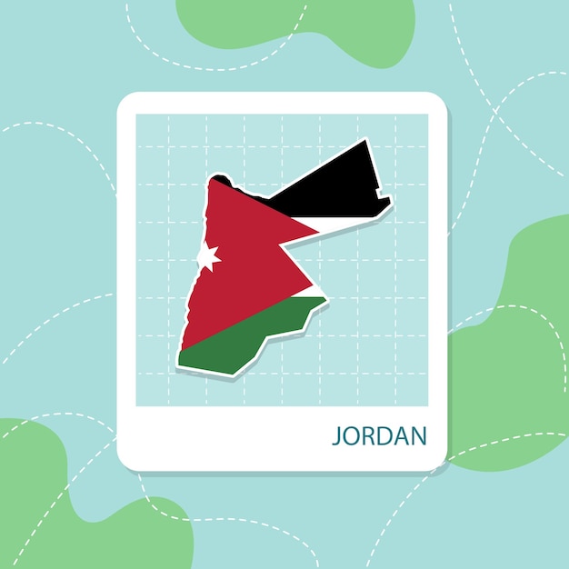 Stickers of jordan map with flag pattern in frame