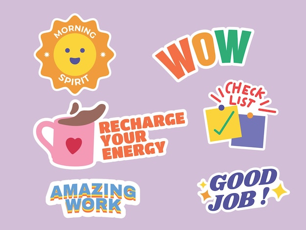 Vector stickers to motivate you to be enthusiastic at work