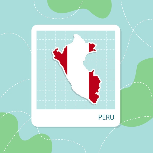 Vector stickers of peru map with flag pattern in frame