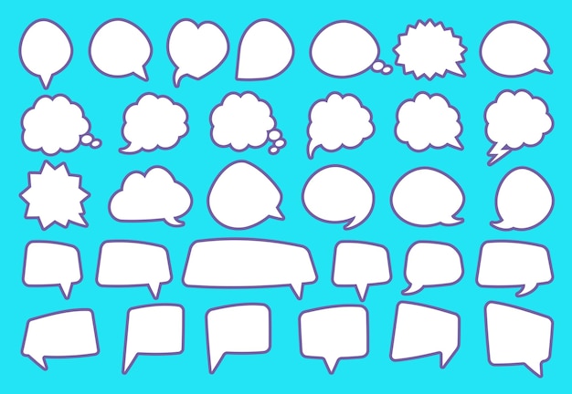 Stickers of speech bubbles set on color background white set Vector Illustration