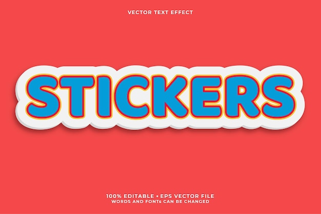 Vector stickers text, editable font effect