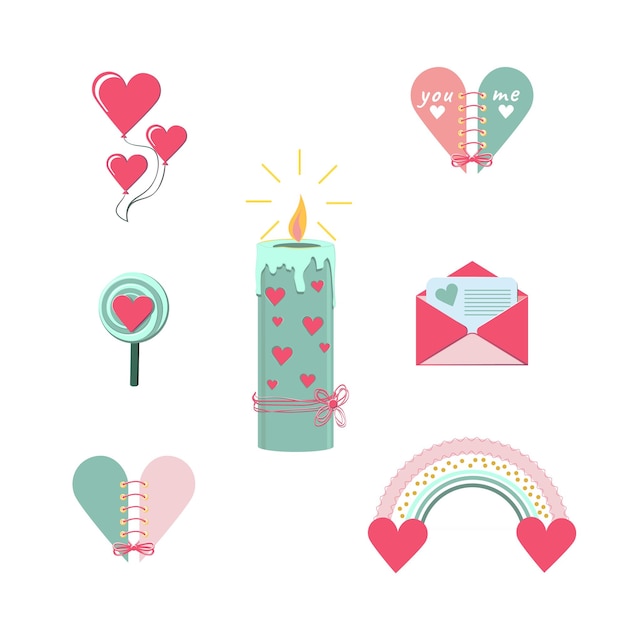 Vector stickers for valentines day