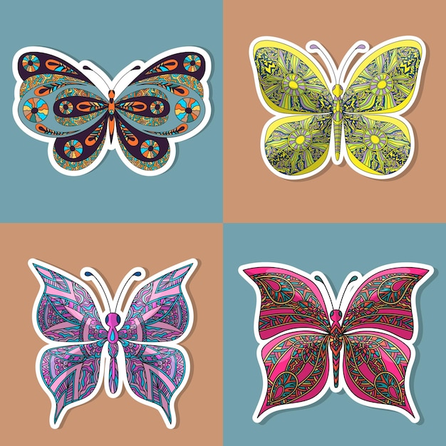Stickers vlinder in zentanglestijl instellen