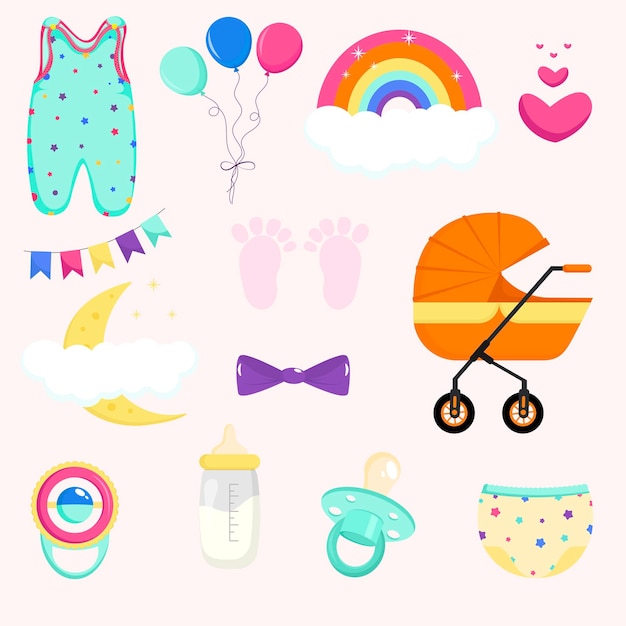 Stickers voor pasgeborenen. Babydouche elementen.