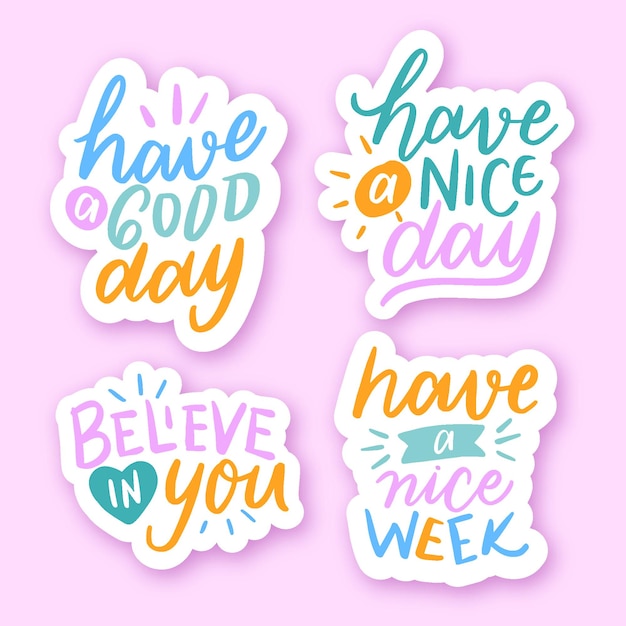 Vector stickers with positive phrases with lettering