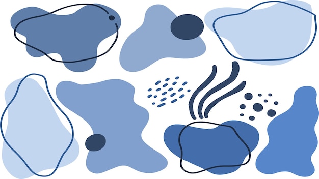 Vector stickerset met blauwe abstracte vormen