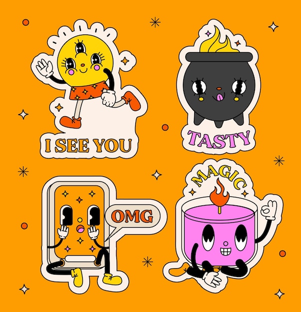 Stickerset spookachtige cartoon