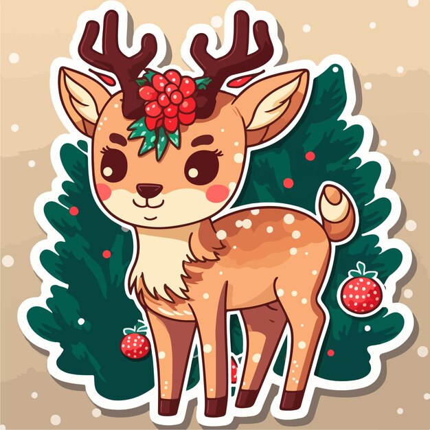 Stickersjabloon met kerst herten xmas rendieren stickers decoratie Wintervakantie