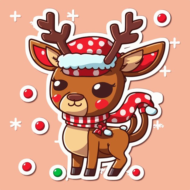 Stickersjabloon met kerst herten xmas rendieren stickers pack Nieuwjaarscollectie