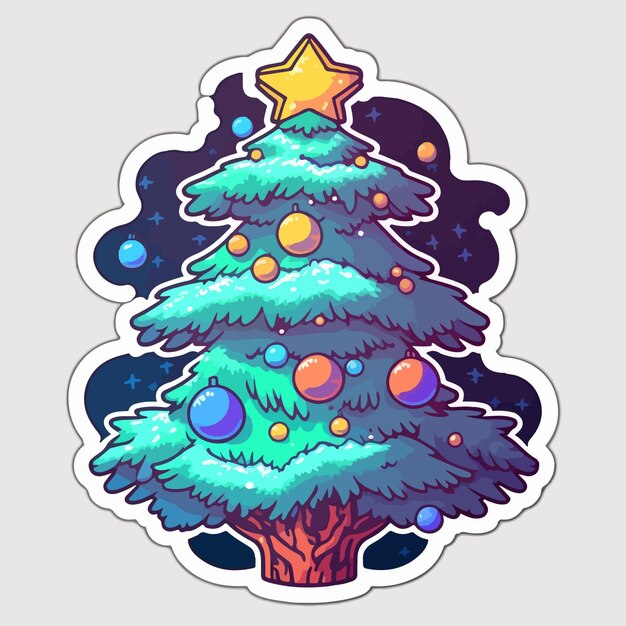 Stickersjabloon met kerstboom xmas schattige boom met speelgoedstickers Nieuwjaarscollectie