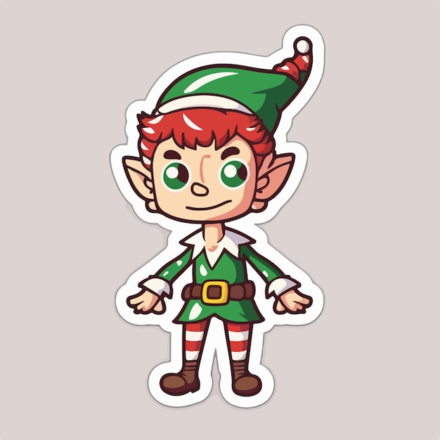 Vector stickersjabloon met kerstelf xmas santa elf stickers met ornament wintercollectie