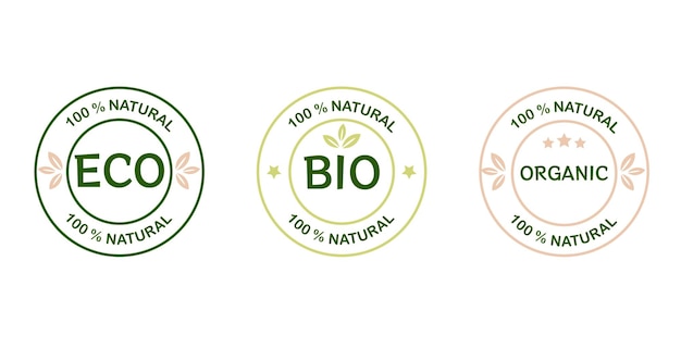 stickerslabelsbadges and logo for organic and natural productsecology iconlogo template
