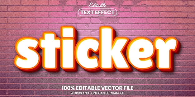 Stickertekst, bewerkbaar teksteffect in lettertypestijl