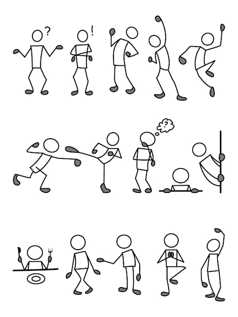 Vector stickman-acties