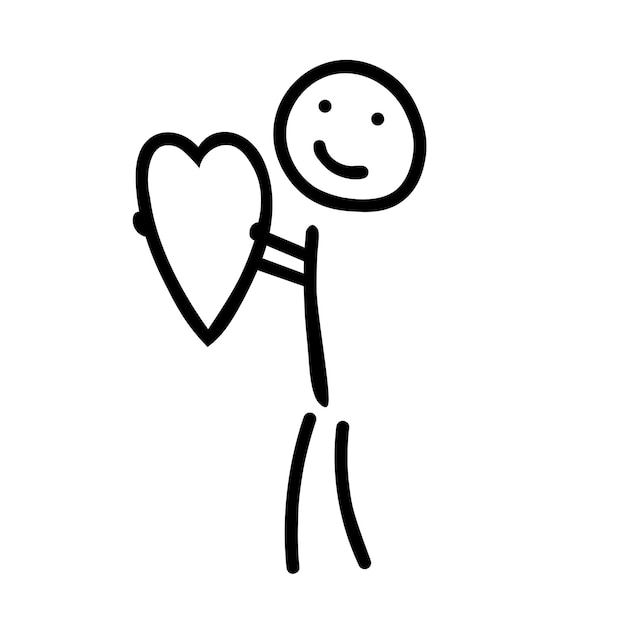 Vettore stickman con il cuore