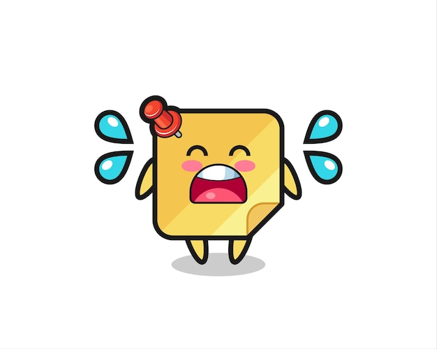 Sticky note cartoon illustration with crying gesture , cute style design for t shirt, sticker, logo element