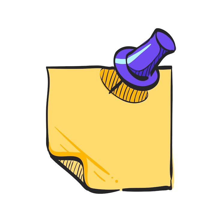 वेक्टर sticky note icon in hand drawn color vector illustration