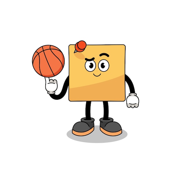 Sticky note illustration as a basketball player