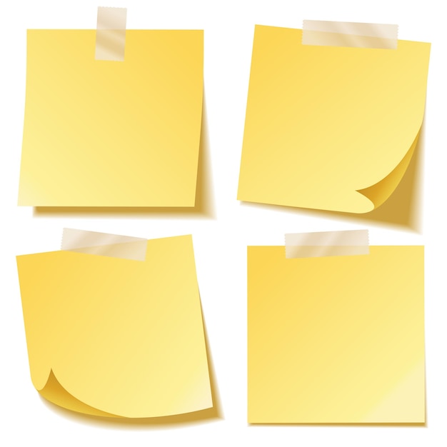 Vector sticky note with shadow isolated on transparent background yellow paper message on notepaper