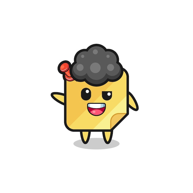 Sticky notes character as the afro boy cute design
