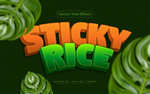 Sticky rice vector text effect