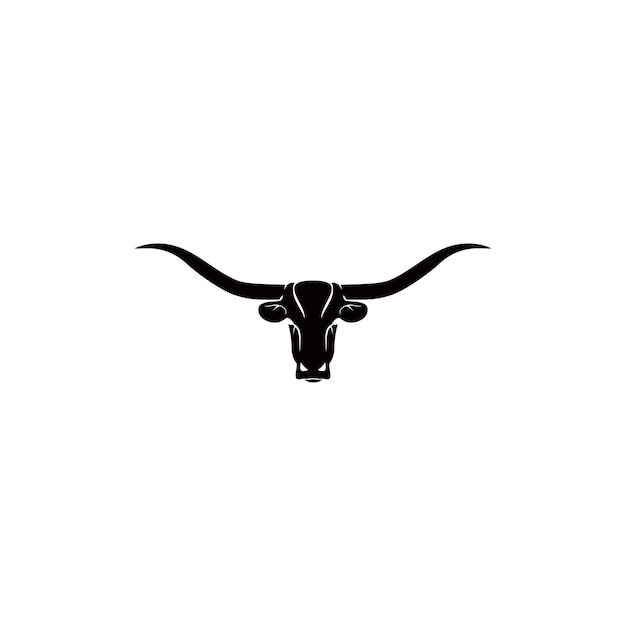 stier hoofd longhorn bizon buffel koe silhouet ranch Texas logo ontwerp sticker embleem