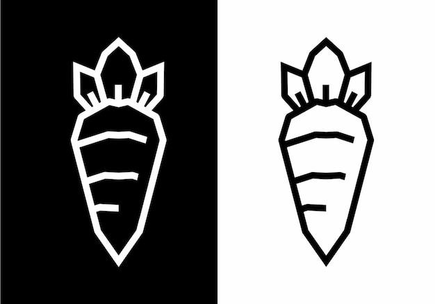 Stiff art style of black and white carrot