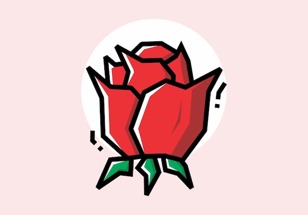 Stiff art style of red rose