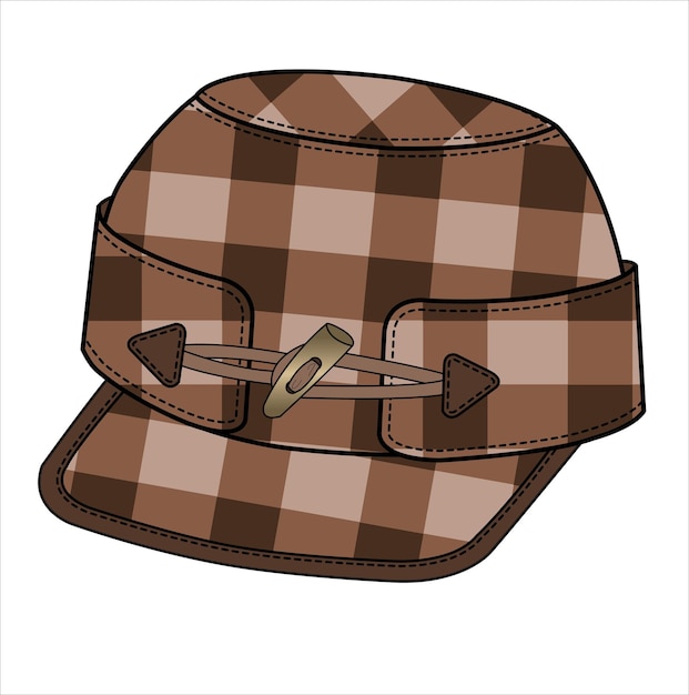 STIFF PANEL TARTAN CHECK BASEBALL CAP IN EDITABLE VECTOR