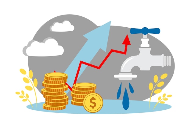 Vector stijging van de waterprijzen