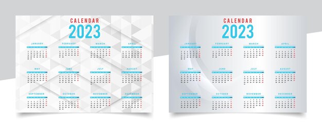 Stijlvol 2023 nieuwjaarskalender sjabloonontwerp.