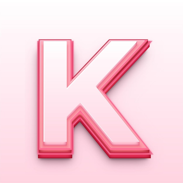 Stijlvol 3D roze letter K icoon