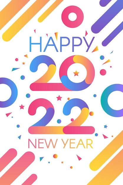 Stijlvol gelukkig nieuw 2022-jaarsjabloon met tekst in heldere kleurverloopthema's
