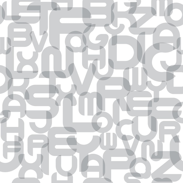 Stijlvol naadloos vectoralfabetpatroon Mode witte achtergrond met grijze Engelse Latijnse letters