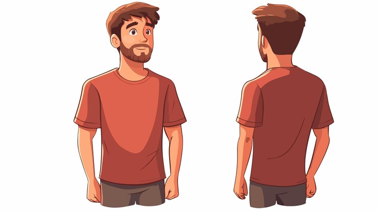 Vector stijlvol roodbruin t-shirt voor mannen cartoon illustratie