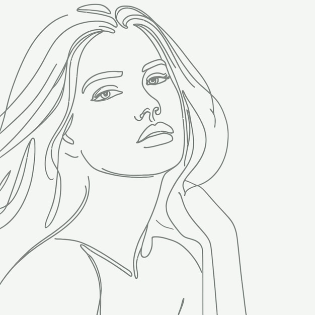 Stijlvol vrouwelijk portret Schets trendy vector illustratie Doorlopende lijn tekening minimalistische co