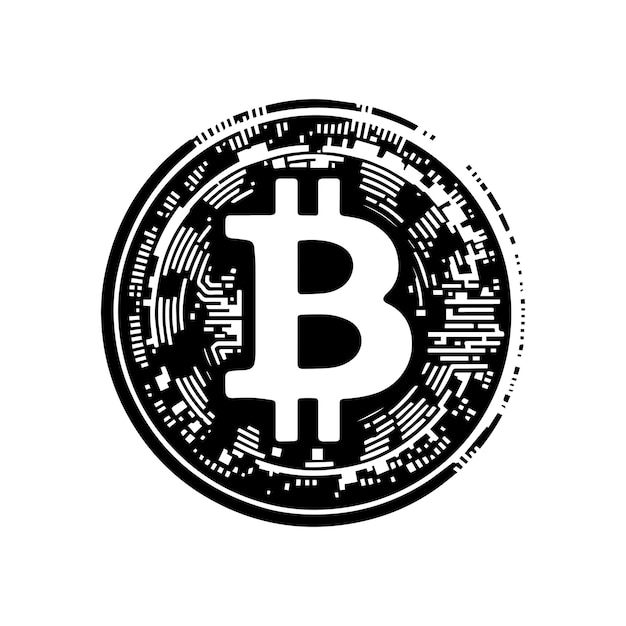 Stijlvol zwart logo bitcoin symbool op een witte achtergrond Vector