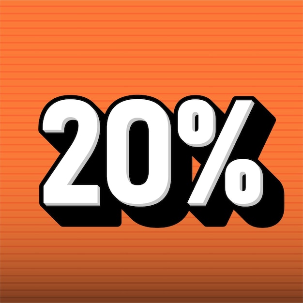 Stijlvol zwart-wit 20 procent icoon met aanpasbare oranje achtergrond